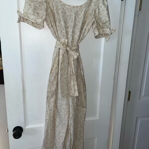 Anthropologie Cream Floral Jumpsuit